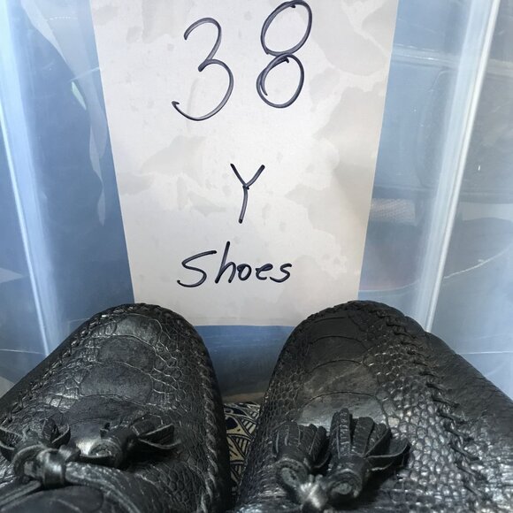 Magnanni Black Ostrich Leather Tassel Loafer Mens Size 13 Luxury - Picture 10 of 11